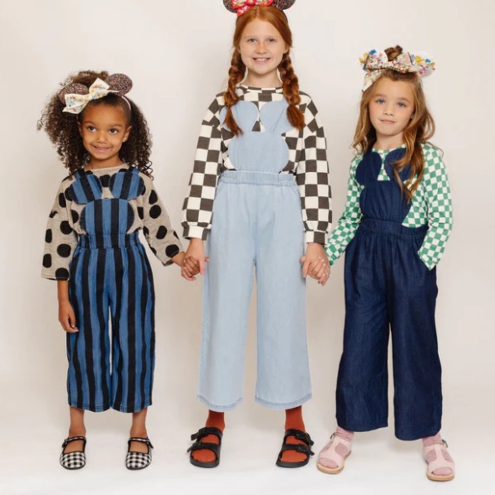 Light denim mouse overalls